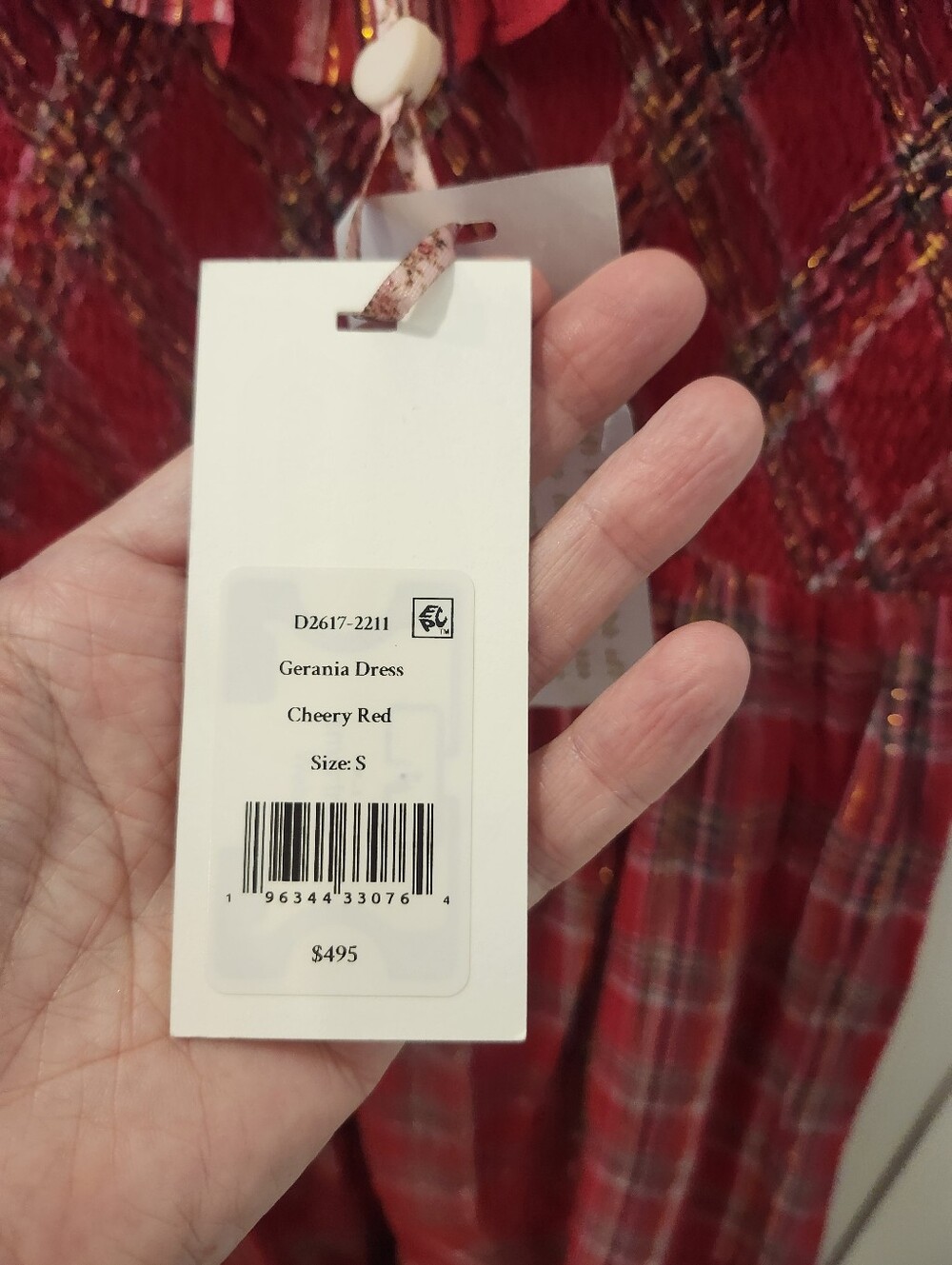 LoveShackFancy LondonTartan Gerania Red Plaid Smocked Midi Dress Sz S NWT - Picture 10 of 15